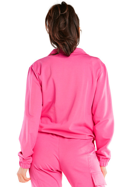 Bluza damska dresowa rozpinana bawełniana z kieszeniami różowa
